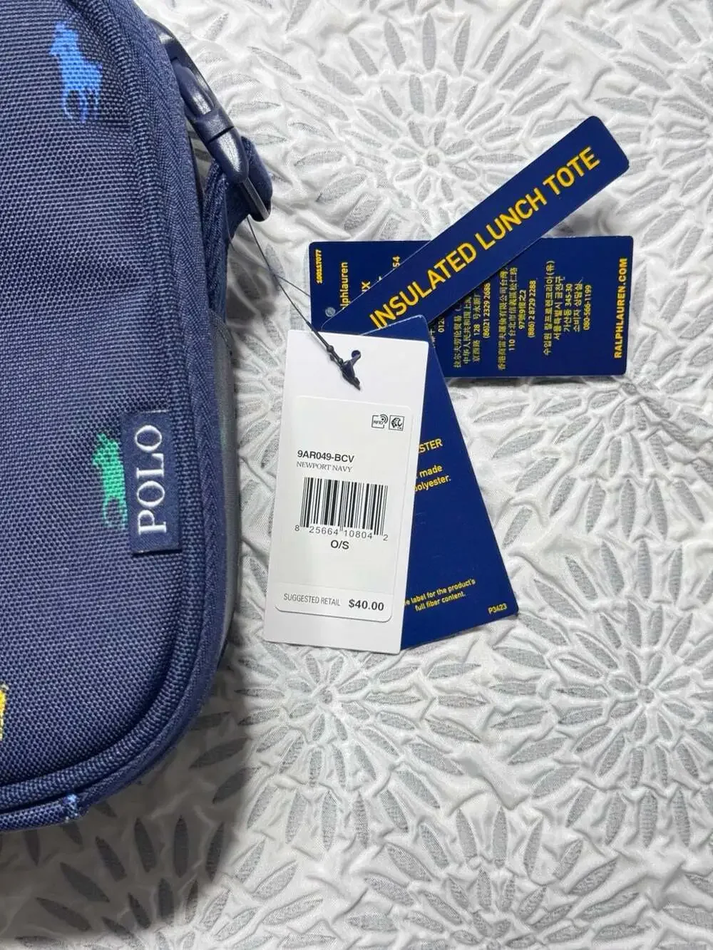 Polo Ralph Lauren All-Over Pony Insulated Lunch Tote Navy